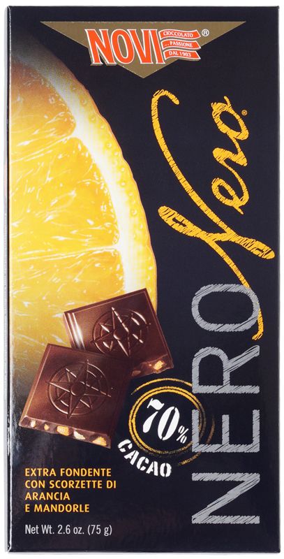 Шоколад горький с апельсином и миндалем Novi Nero 75г шоколад горький на меду глобус вита с экстрактом апельсина 65 % какао 70 г